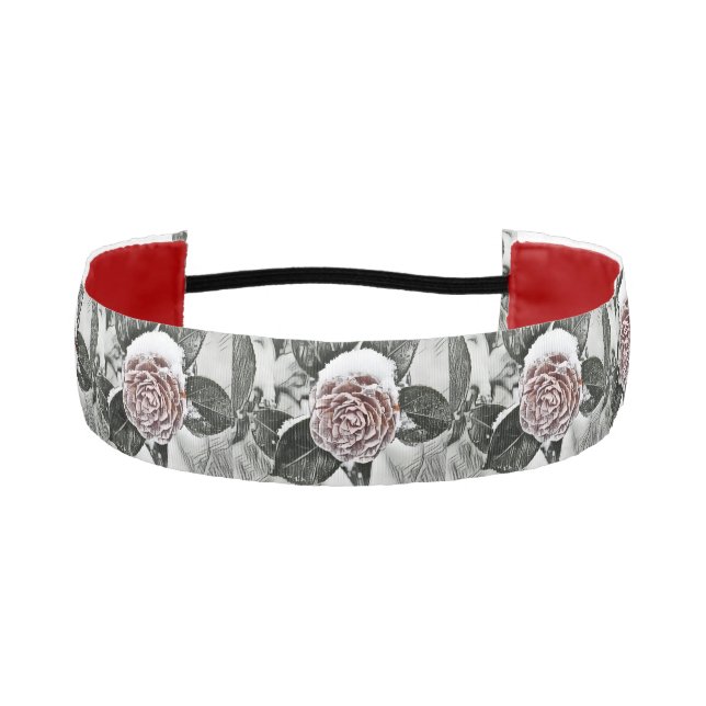 Cinta Para La Cabeza Dibujo rosa rosado nevado en invierno (Anverso)