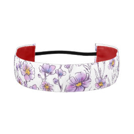 Cinta Para La Cabeza Diseño de patrón botánico de flor silvestre púrpur