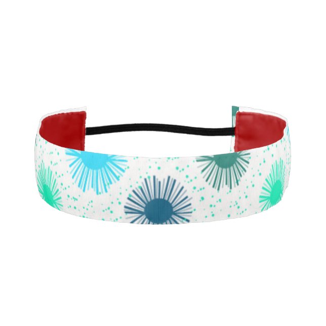 Cinta Para La Cabeza Diseño de Sunburst de medio siglo en tonos azules (Anverso)