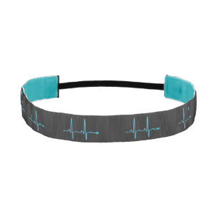 Cinta Para La Cabeza ekg Blip Verde azulado en negro