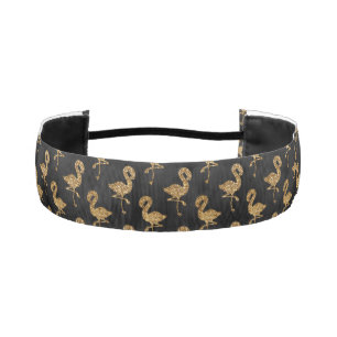 Cinta Para La Cabeza Elegante Purpurina de oro Flamingo Patrón Sparkle