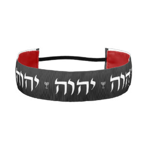 Cinta Para La Cabeza Elegante Tetragrammaton y Menorah blanco en negro