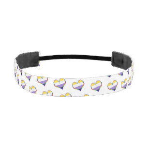 Cinta Para La Cabeza Enby Pride Heart Pattern Athletic Headband
