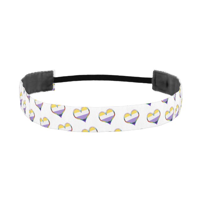 Cinta Para La Cabeza Enby Pride Heart Pattern Athletic Headband (Anverso)