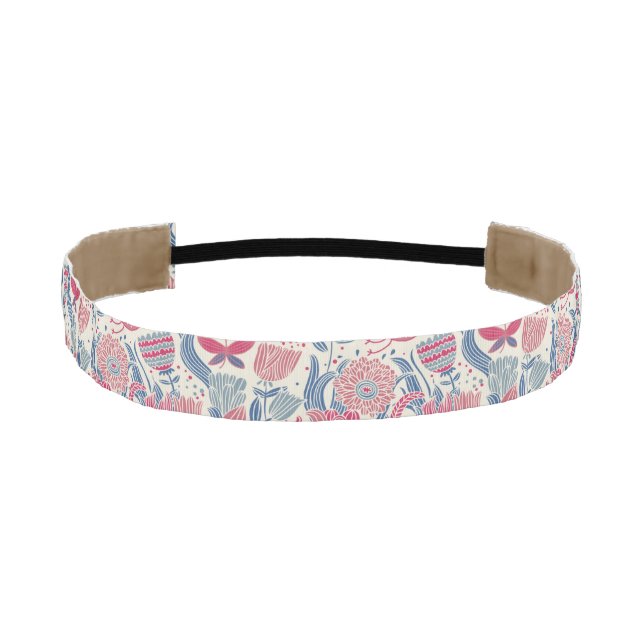 Cinta Para La Cabeza Estampado de flores con el pájaro y la mariposa (Anverso)