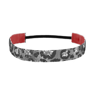 Cinta Para La Cabeza Estampado de leopardo negro y gris plateado
