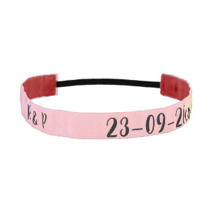 Cinta Para La Cabeza estilo de texto minimalista simple blanco boda ros