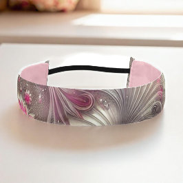 Cinta Para La Cabeza Fans de rosa y plateado Art Nouveau