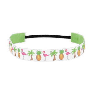 Cinta Para La Cabeza Flamingo rosa de piña verde tropical