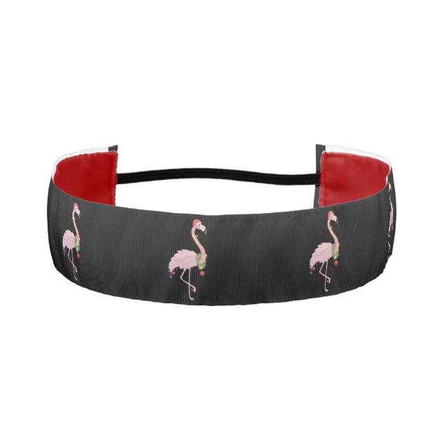 Cinta Para La Cabeza Flamingos rosados con Santa Hat, negro  (Anverso)