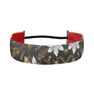 Cinta Para La Cabeza Flor de Navidades de oro blanco negro