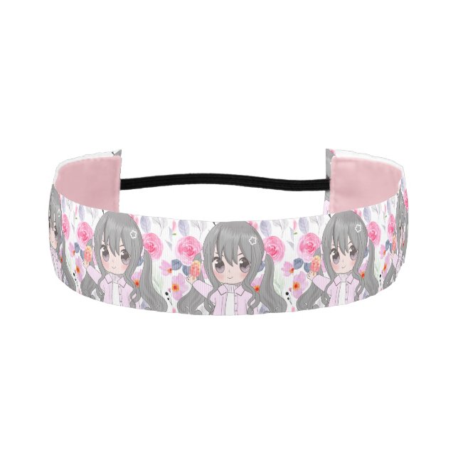 Cinta Para La Cabeza Flor rosa (Anverso)