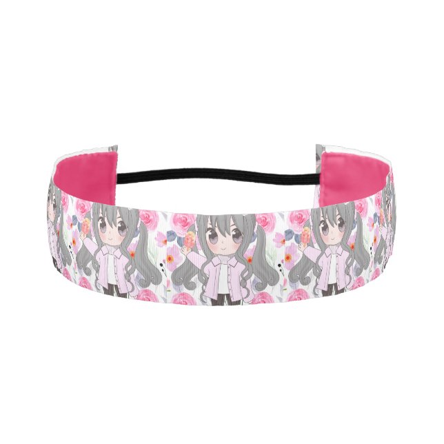 Cinta Para La Cabeza Flor rosa (Anverso)