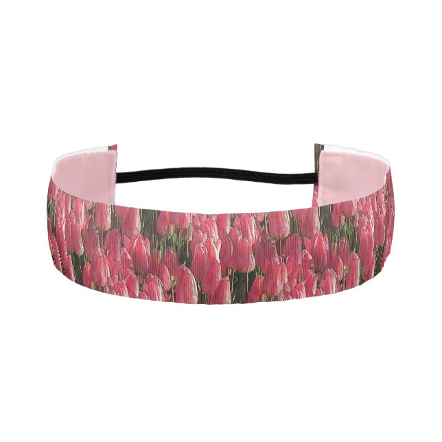 Cinta Para La Cabeza Floral de tulipanes rosados (Anverso)