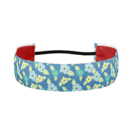 Cinta Para La Cabeza Flores azul retro