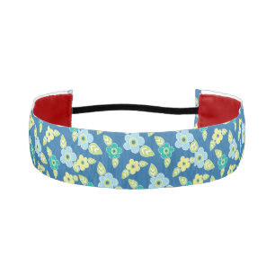 Cinta Para La Cabeza Flores azul retro