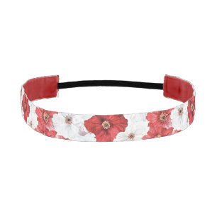 Cinta Para La Cabeza Flores Blancas Rojas