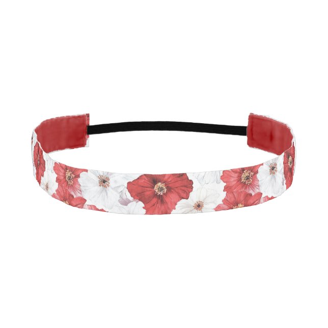 Cinta Para La Cabeza Flores Blancas Rojas   (Anverso)