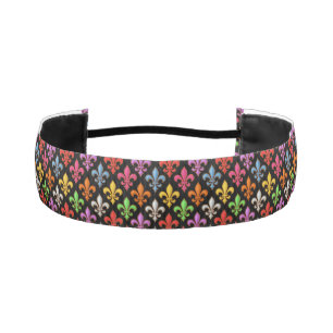 Cinta Para La Cabeza Flores Coloridas y Negras Fleur-de-lis en Negativo