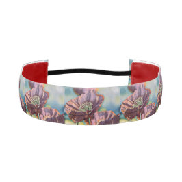 Cinta Para La Cabeza Flores de adormidera rojas y púrpuras pintura acua