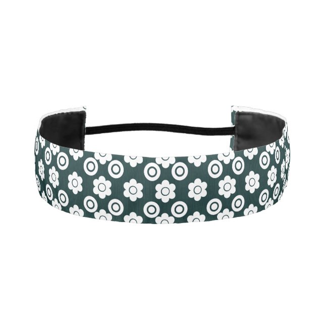 Cinta Para La Cabeza Flores simples Pearl Donuts Polka Dot Blanco Negro (Anverso)