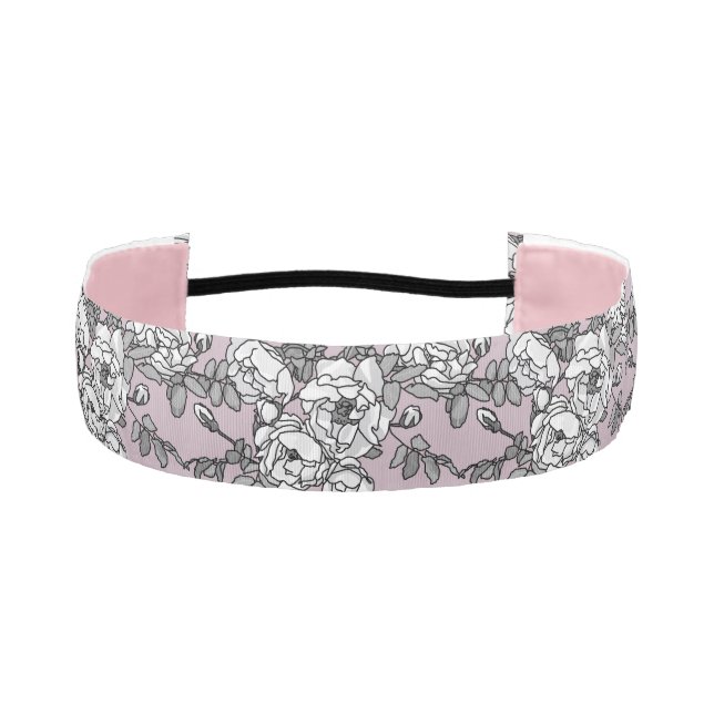 Cinta Para La Cabeza fondo de lavanda de rosas blancas (Anverso)