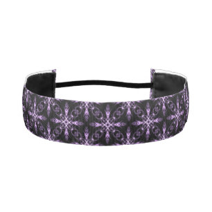 Cinta Para La Cabeza Fractal gótico floral negro y púrpura
