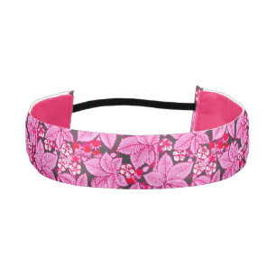 Cinta Para La Cabeza Fresas y hojas de estilo Art Nouveau, rosa y gris
