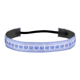 Cinta Para La Cabeza Fret griego, patrón mediterráneo, azul
