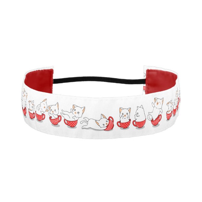 Cinta Para La Cabeza Gatitos de taza de té roja (Anverso)