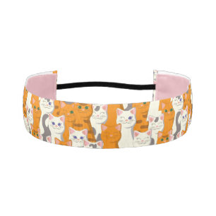 Cinta Para La Cabeza Gatos blancos y jengibre patrón ojos verdes ojos a