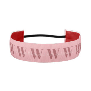 Cinta Para La Cabeza Girly Monograma y Nombre Rojo rosa
