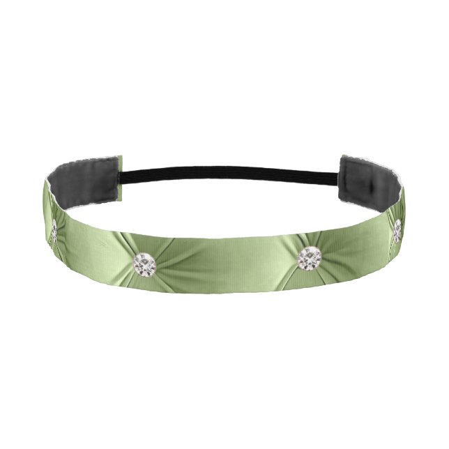 Cinta Para La Cabeza Glam Sage Green Faux Velvet de lujo (Anverso)