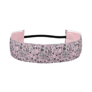 Cinta Para La Cabeza Gris floral monocromático/rosa turbio bonito