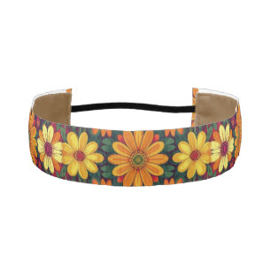 Cinta Para La Cabeza ¡Guau! Patrón floral colorido y brillante.