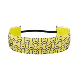 Cinta Para La Cabeza Guay Seted Happy Sonriente patrón de cara amarillo