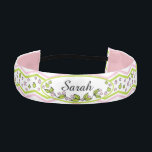 Cinta Para La Cabeza Hanukkah Flores de cabeza rosadas/verdes<br><div class="desc">¡Las bandas de cabeza personalizadas de Hanukkah hacen grandes regalos de Hanukkah! Elija entre los materiales de satén doble o ganancia de manga, ya sea de 1" o 1 1/2" de ancho y un color para el interior de cada banda de cabeza. Estas maravillosas bandas de cabeza no deslizantes se...</div>