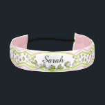 Cinta Para La Cabeza Hanukkah Flores de cabeza rosadas/verdes<br><div class="desc">¡Las bandas de cabeza personalizadas de Hanukkah hacen grandes regalos de Hanukkah! Elija entre los materiales de satén doble o ganancia de manga, ya sea de 1" o 1 1/2" de ancho y un color para el interior de cada banda de cabeza. Estas maravillosas bandas de cabeza no deslizantes se...</div>