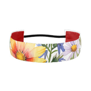 Cinta Para La Cabeza Hermosas flores silvestres coloridas pintura en ac