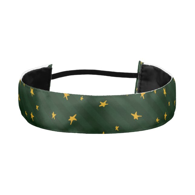 Cinta Para La Cabeza Holiday Green Yellow Star Stripe Christmas (Anverso)