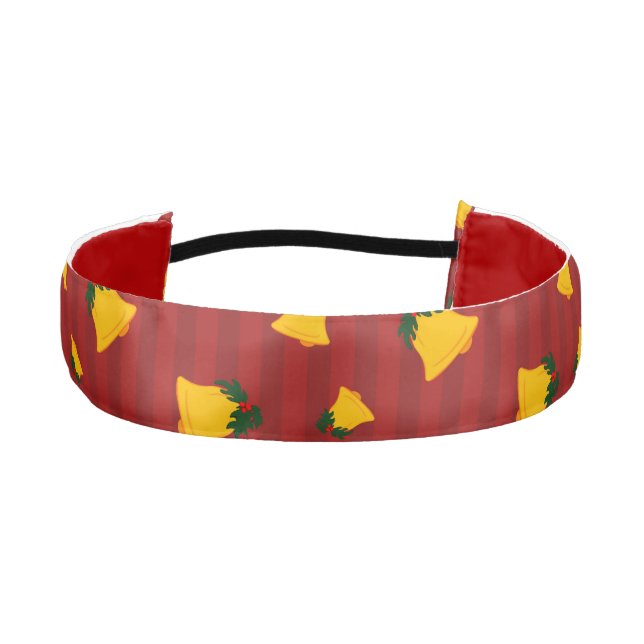 Cinta Para La Cabeza Holiday Red Gold Stripe Bells Christmas (Anverso)