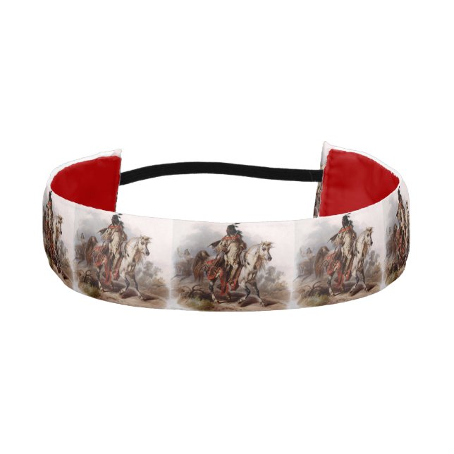 Cinta Para La Cabeza Indio Blackfoot en el caballo árabe que es (Anverso)