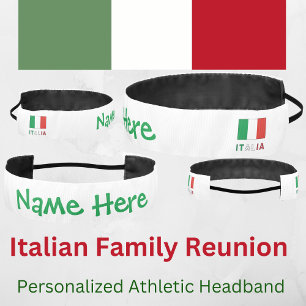 Cinta Para La Cabeza Italia y Bandera Italiana con Tu Nombre