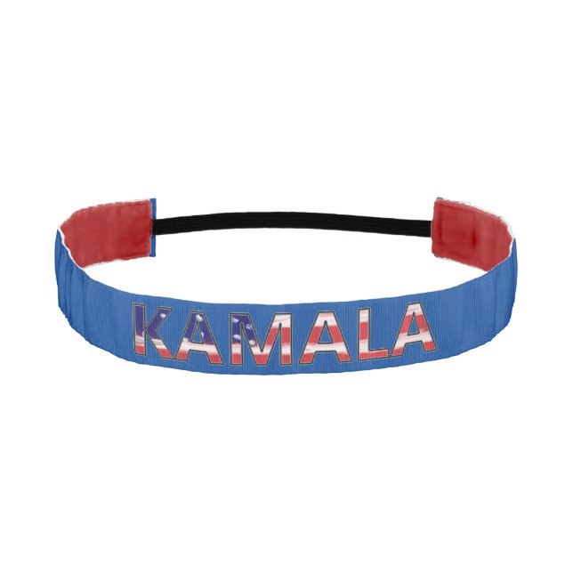 Cinta Para La Cabeza Kamala con azul y bandera  (Anverso)