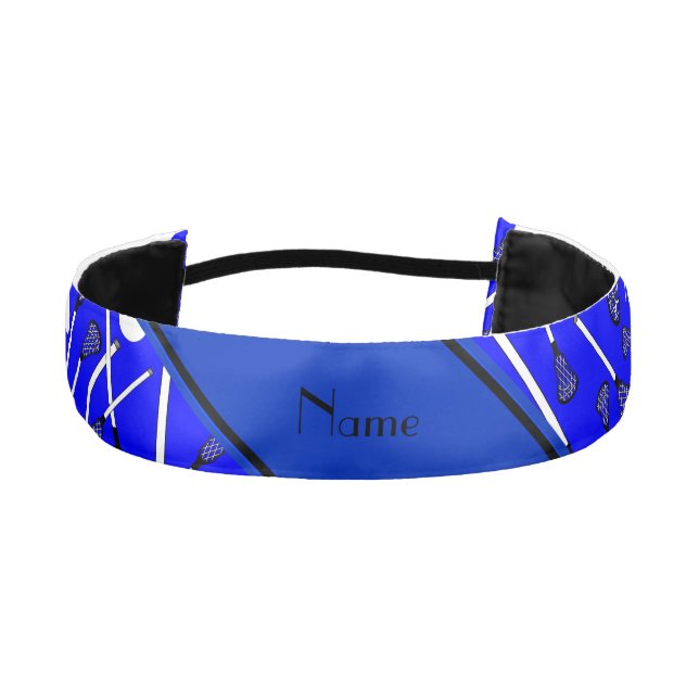 Cinta Para La Cabeza Lacrosse azul conocido personalizado (Anverso)