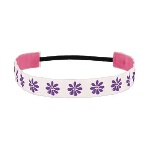 Cinta Para La Cabeza Línea de flores moradas Girly en Rubor