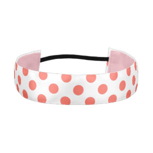 Cinta Para La Cabeza Los puntos de la polka de coral vivos en blanco