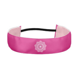 Cinta Para La Cabeza Mandalá Blanco sobre Fondo Rosa