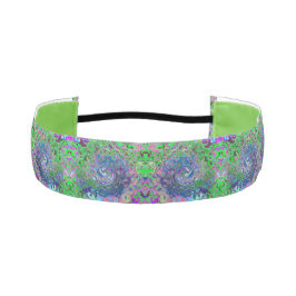 Cinta Para La Cabeza Marble Lime Green y Purple Resumen Swirt Retro