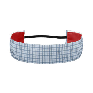 Cinta Para La Cabeza Minimalist Blue Windowpane Plaid Satin Ribbon, Mod